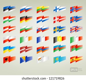 flags set europe