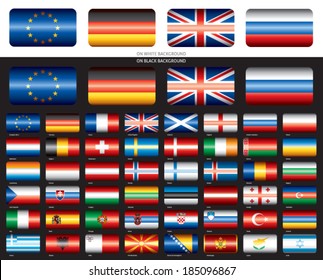 Flags set on black background. Europe 48 flags