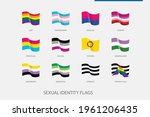 Flags set. Sexual identity. Pride flag, LGBTQ+ symbols, gender gay, transgender, bisexual, lesbian and others. Vector illustration.