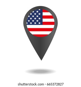Flags set in shape of map pointers or markers. Flags of the different countries