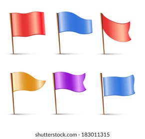 Flags, set of vector multi colored pins