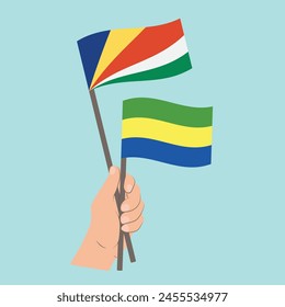 Banderas de Seychelles y Gabón, Banderas de mano