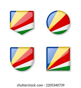 Flaggen der Seychellen - glänzende Kollektion. Satz von Vektorgrafiken