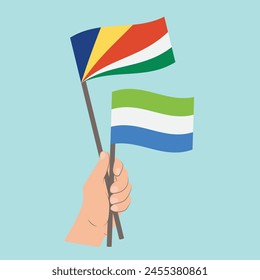 Flags of Seychelles and Sierra Leone, Hand Holding flags