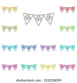 Flags, shamrock multi color icon. Simple glyph, flat vector of saint patricks day icons for ui and ux, website or mobile application