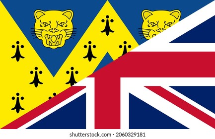 flags of shropshire and united kingdom. proportion 3:5