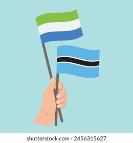 Flags of Sierra Leone and Botswana, Hand Holding flags