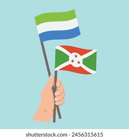 Flags of Sierra Leone and Burundi, Hand Holding flags