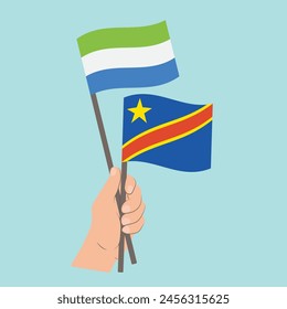 Flags of Sierra Leone and the Democratic Republic of the Congo, Hand Holding flags