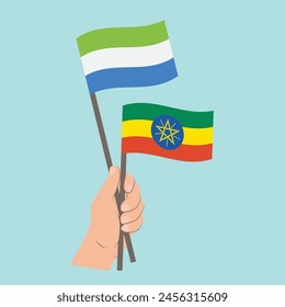 Flags of Sierra Leone and Ethiopia, Hand Holding flags