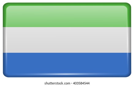 Flags of SIERRA lEONE in the form of a magnet on refrigerator with reflections light. Vector illustration