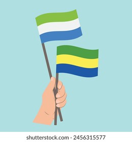 Flags of Sierra Leone and Gabon, Hand Holding flags