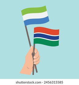 Flags of Sierra Leone and the Gambia, Hand Holding flags