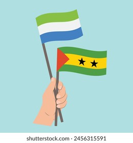 Flags of Sierra Leone and São Tomé and Príncipe, Hand Holding flags