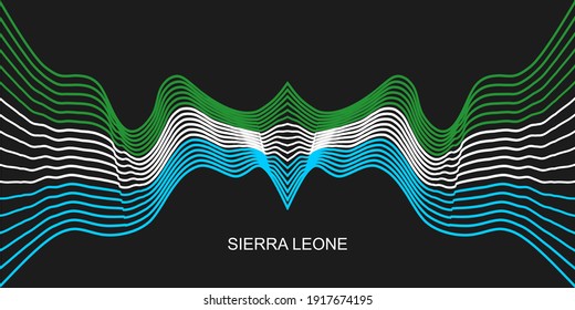 Flags of Sierra Leone. Independence day celebration card concept. Waved stripes