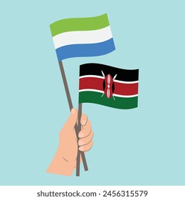 Flags of Sierra Leone and Kenya, Hand Holding flags