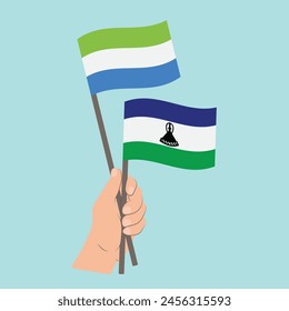 Flags of Sierra Leone and Lesotho, Hand Holding flags