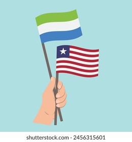 Flaggen von Sierra Leone und Liberia, Handfahnen