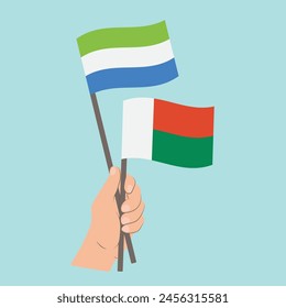 Flags of Sierra Leone and Madagascar, Hand Holding flags