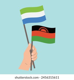 Flags of Sierra Leone and Malawi, Hand Holding flags