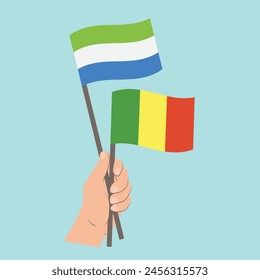 Flags of Sierra Leone and Mali, Hand Holding flags