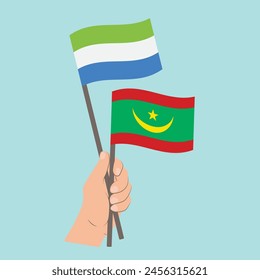 Flags of Sierra Leone and Mauritania, Hand Holding flags