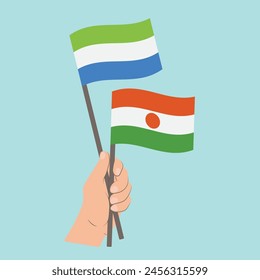 Flags of Sierra Leone and Niger, Hand Holding flags