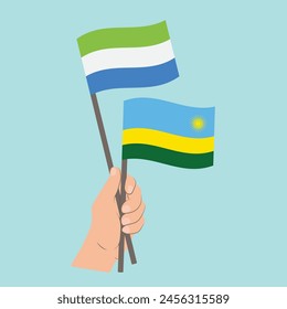 Flags of Sierra Leone and Rwanda, Hand Holding flags