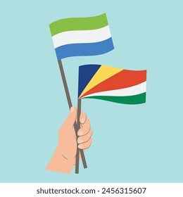 Flags of Sierra Leone and Seychelles, Hand Holding flags