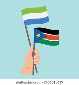 Flags of Sierra Leone and South Sudan, Hand Holding flags