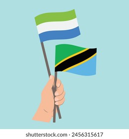 Flags of Sierra Leone and Tanzania, Hand Holding flags