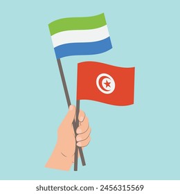 Flags of Sierra Leone and Tunisia, Hand Holding flags