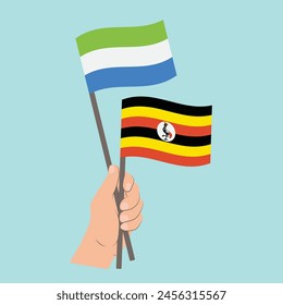 Flags of Sierra Leone and Uganda, Hand Holding flags