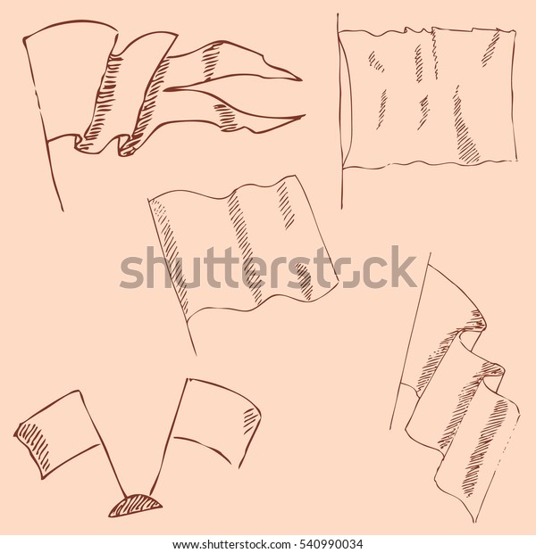Flags Sketch Pencil Drawing By Hand 스톡 벡터(로열티 프리) 540990034 | Shutterstock