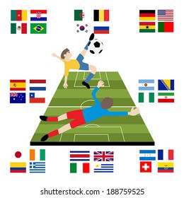 Flags for soccer championship 2014. Groups A to H. 8 groups