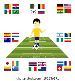 Flags for soccer championship 2014. Groups A to H. 8 groups