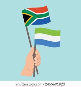 Flags of South Africa and Sierra Leone, Hand Holding flags