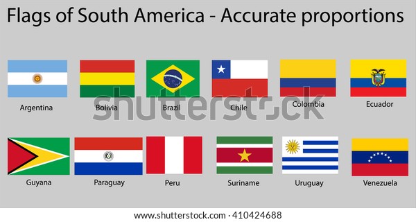 Flags South America Continent Names Proper Stock Vector (Royalty Free ...