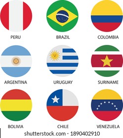 Flags of South America – Latin America. Icons for web.