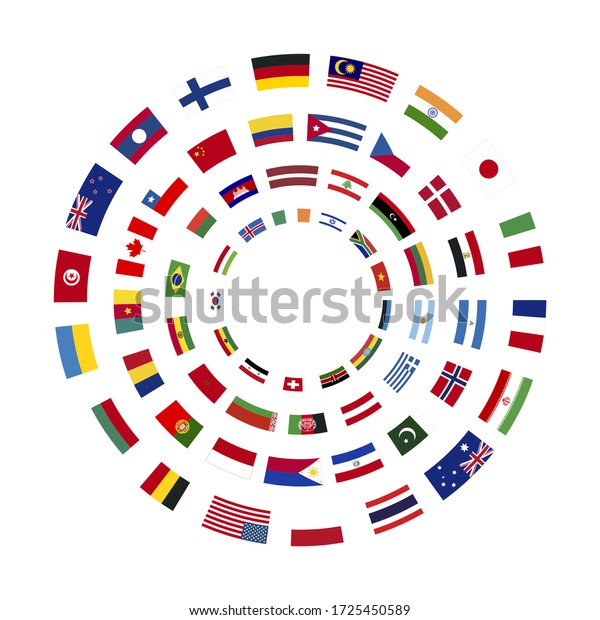 Flags Sovereign States Arranged Four Circles Stock Vector Royalty Free