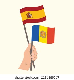 Flags of Spain and Andorra, Hand Holding flags