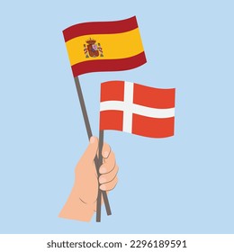 Flaggen Spaniens und Dänemarks, Händeflaggen