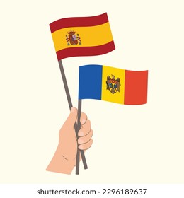 Flaggen Spaniens und der Republik Moldau, Händeflaggen