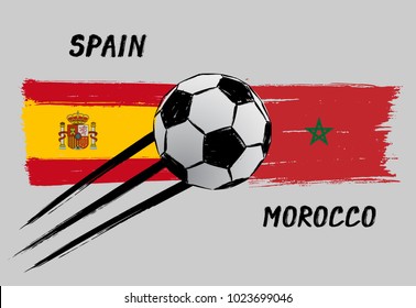 Flags of Spain and Morocco - Icon for football championship - Grunge