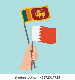 Flags of Sri Lanka and Bahrain, Hand Holding flags