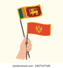 Flags of Sri Lanka and Montenegro, Hand Holding flags
