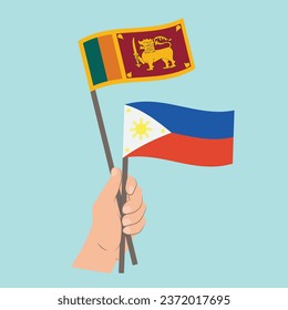 Flags of Sri Lanka and the Philippines, Hand Holding flags