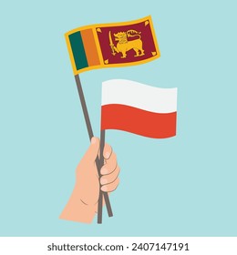Flags of Sri Lanka and Poland, Hand Holding flags