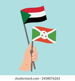 Flags of Sudan and Burundi, Hand Holding flags