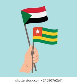 Flags of Sudan and Togo, Hand Holding flags